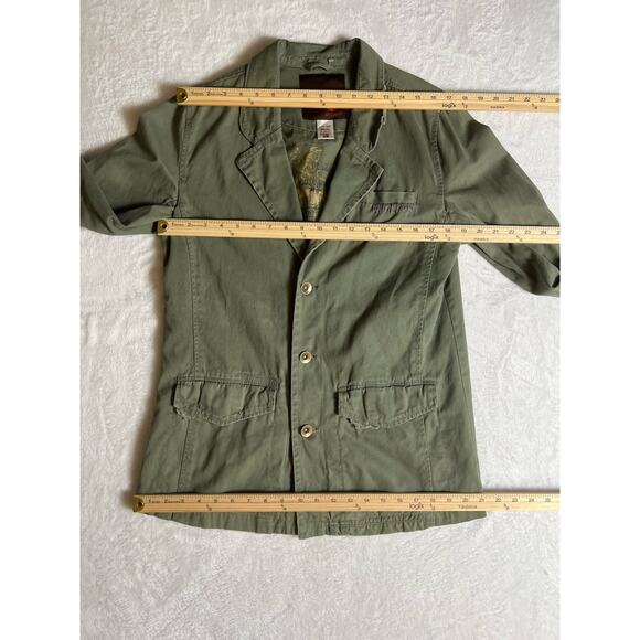 G By Guess Womens Distressed Military Jacket Size M Green 90S Grunge Androgynous - Picture 9 of 10